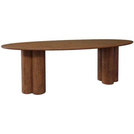 8-seater oval dining table, rubberwood and oak veneer, Leonore, Walnut ...