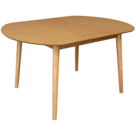 Oval extendable dining table rubberwood and oak veneer 4-6 seats, Natural, 140x100x75 cm - Lisa