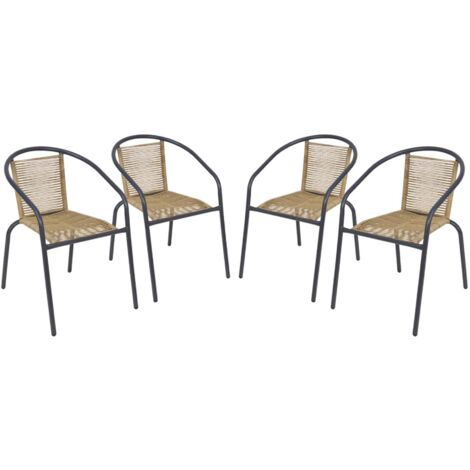 Set of 4 steel and resin garden armchairs Anthracite 53x63x74 cm - Tonala