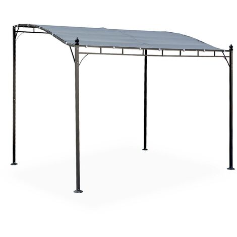 3x2.5m wall-mounted pergola, Brestum, Grey, 298x249x248 cm