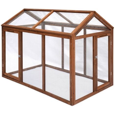 Wooden chicken run for 3 chickens, Chabo, Natural, 140x85.5x106 cm