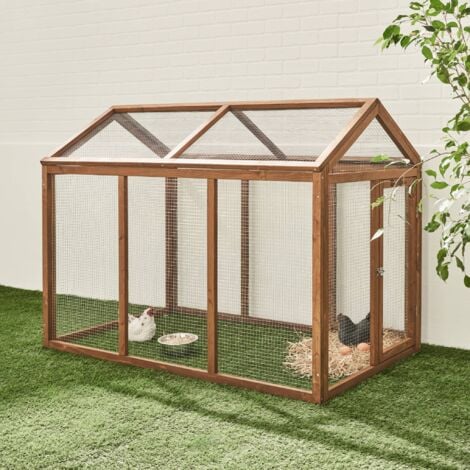 Wooden chicken run for 3 chickens, Chabo, Natural, 140x85.5x106 cm