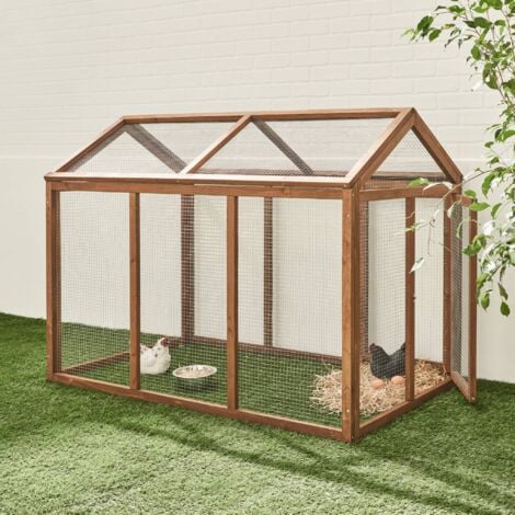Wooden chicken run for 3 chickens, Chabo, Natural, 140x85.5x106 cm