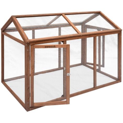 Wooden chicken run for 3 chickens, Chabo, Natural, 140x85.5x106 cm