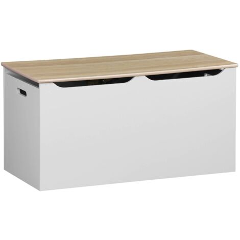 Children's toy storage box with side handles, Tobias, White, 80x40x40 cm