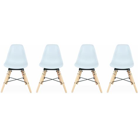 Set of 4 white children's chairs, beechwood, L30.5x P36 x H56cm, CHARLIE