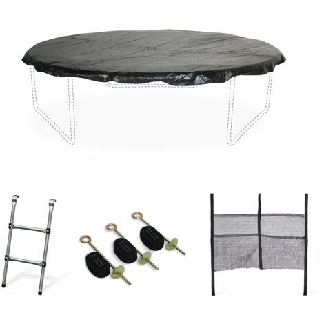 Trampoline Accessories Pack - Various Sizes - Ladder, Rain Cover, Shoe Net, Anchor Kit