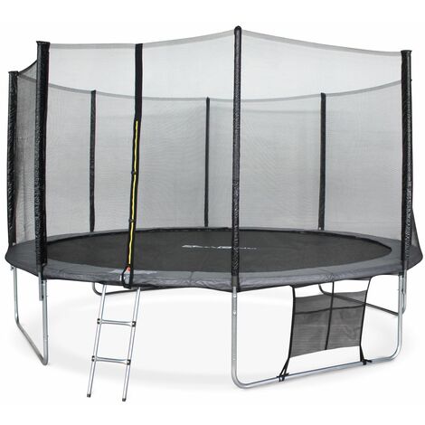 14ft Trampoline with Safety Net & Accessories Kit - Grey - PRO Quality EU Standards - Grey