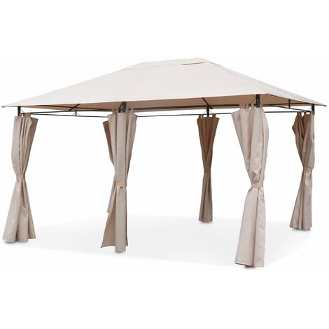 Heavy duty 3x4m gazebo with curtains Beige 367x267x262 cm - Divio
