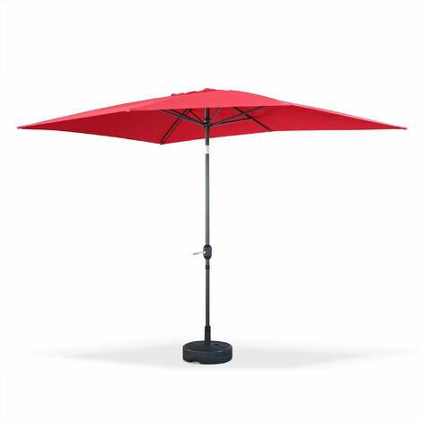 2x3m rectangular centre pole parasol, Touquet, Red