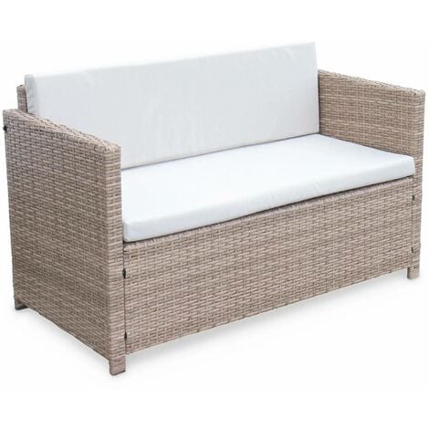 4-seater polyrattan garden sofa set, Perugia, Natural, 118x65x69 cm
