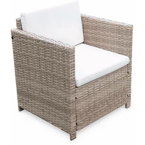 4-seater polyrattan garden sofa set, Perugia, Natural, 118x65x69 cm