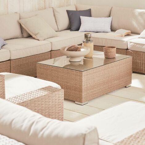 12-14-seater premium polyrattan garden sofa set, Tripoli, Beige, 303.5x82x67 cm