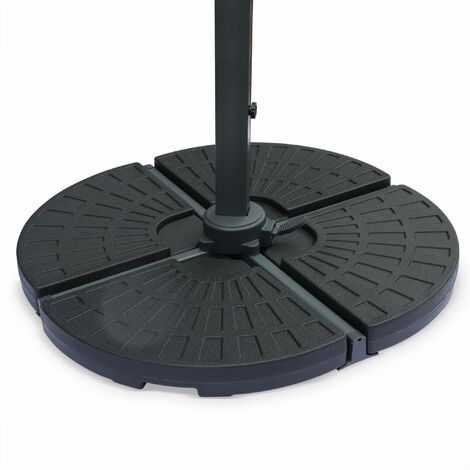 Set of 4 rounded weight slabs 48x48cm, Cantilever parasol base, Black, 48x48x8 cm