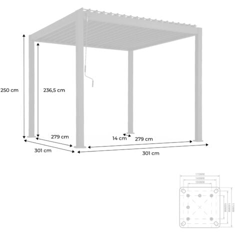 Bioclimatic white aluminium pergola Triomphe 3x3 m adjustable slats