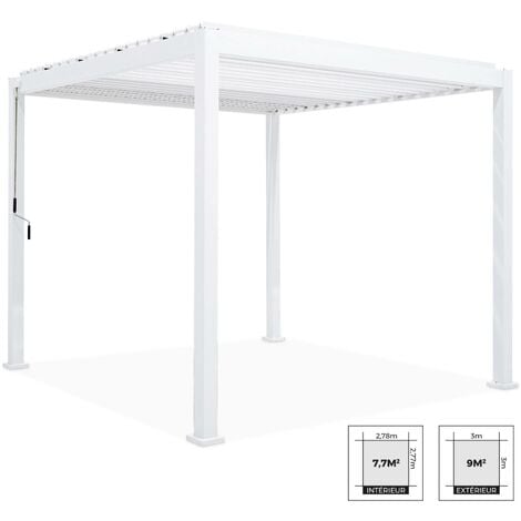 Bioclimatic white aluminium pergola Triomphe 3x3 m adjustable slats