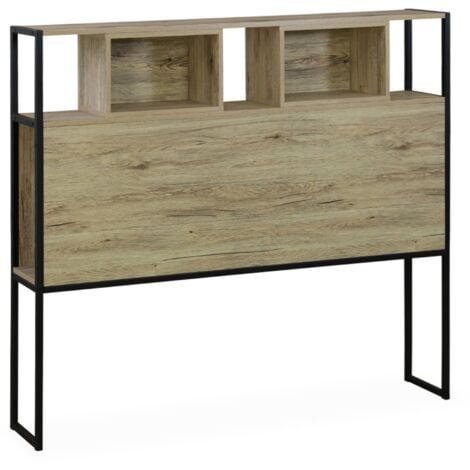 Metal and wood-effect headboard, Loft, Natural, 145x20x120 cm