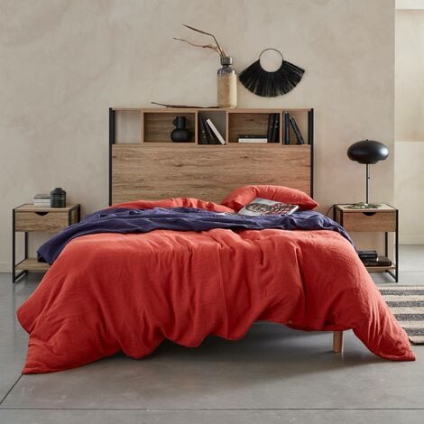 Metal and wood-effect headboard, Loft, Natural, 145x20x120 cm