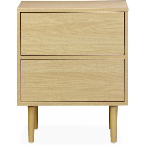 Pair of bedside tables with wood-effect, Mika, Natural, 48x40x59 cm