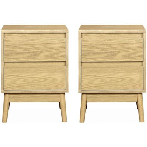 Pair of 2-drawer bedside tables, Dune, Natural, 40x40x56 cm