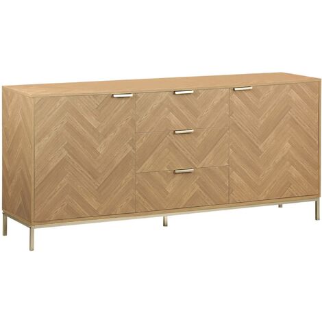 160cm herringbone sideboard with 3 drawers Natural 160x40x75 cm - Budapest