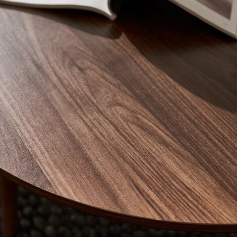 Pair of walnut nesting coffee tables with wood effect, Nepal, Walnut wood-effect, 70x70x38 cm