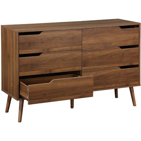 6-drawer chest walnut with wood effect, Nepal, Walnut wood-effect ...