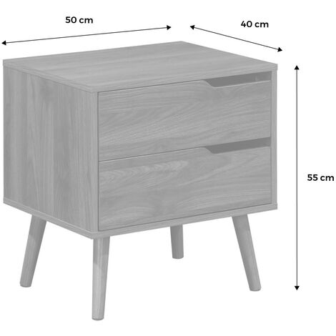 Pair of walnut bedside tables with wood effect, Nepal, Walnut wood-effect, 50x40x55 cm