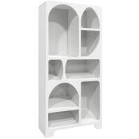 White wood-effect organic bookshelf with 8 compartments White 80x35x180 cm - Thessa