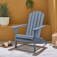 Wooden garden armchairs - Grey/Blue Adirondack Salamanca - Eucalyptus, retro terrace chair, folding beach chair - Grey blue