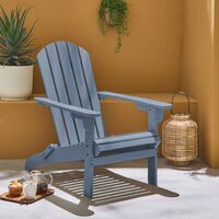 Wooden garden armchairs - Grey/Blue Adirondack Salamanca - Eucalyptus, retro terrace chair, folding beach chair - Grey blue