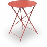 Foldable bistro garden set - Round Emilia terracota - Ø60cm round table with two foldable chairs, thermo-lacquered steel - Terracotta