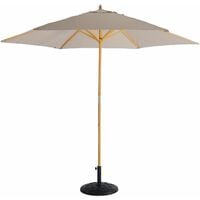 Round wooden parasol 2x3m with straight pole - Cabourg Beige - adjustable aluminium central mast in wood and crank handle opening - Beige
