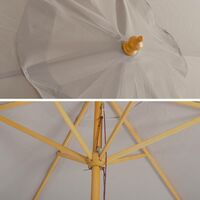 Round wooden parasol 2x3m with straight pole - Cabourg Beige - adjustable aluminium central mast in wood and crank handle opening - Beige