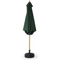 Round wooden parasol 2x3m with straight pole - Cabourg Bottle-green - adjustable aluminium central mast in wood and crank handle opening
