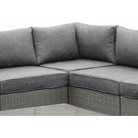 5-seater rattan garden furniture corner sofa set table, grey weave. Patio conservatory. Ready assembled.