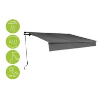 Retractable Patio Awning - Alombra 3x2m Grey - Aluminium monobloc, manual system, width 295cm, coated polyester fabric 280g/m2, wall awning