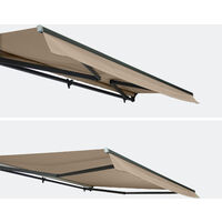 Retractable Patio Awning - Shado 4x3m Beige-brown - Aluminium semi-bloc, manual system, width 395cm, coated polyester fabric 280g/m2, wall awning