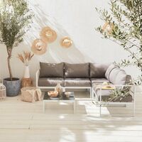 5-seater garden sofa set - Stratum - White frame, beige-brown cushions, 6 pieces in aluminium, thick cushions, modular design