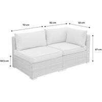 Rattan sofa set - Brescia in grey - 1 corner armchair + 1 chair