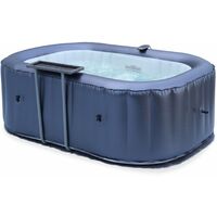 2 person MSpa inflatable hot tub with side table, heat-retaining mat, cover, inflatable cover support and remote control - Midnight blue