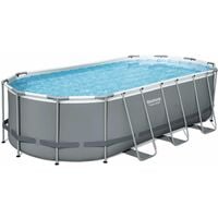 Bestway 5x3m above ground tubular swimming pool, grey, rectangular, with pump, filter cartridge, diffuser, cover and ladder