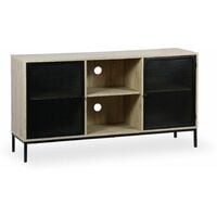 TV stand - metal and wood-effect - Brooklyn - 2 doors and 6 compartments
