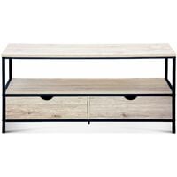 TV stand - metal and wood-effect - Loft - with 2 drawers - Black