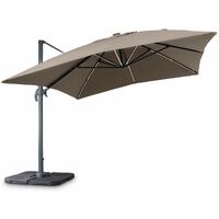 Premium quality rectangular 3x4m cantilever parasol with solar-powered LED lighting - Beige-brown Luce - Cantilever parasol, tiltable, foldable with 360° rotation, cover included, beige-brown - Beige-brown