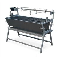 Tilting electric rotisserie - Mathurin Inox - Spit motorized charcoal grill for barbecue - Grey