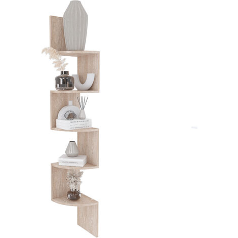 Libreria Angolare A 5 Livelli In MDF Nero, 20x20x120 Cm, Salvaspazio Per Libri E DVD