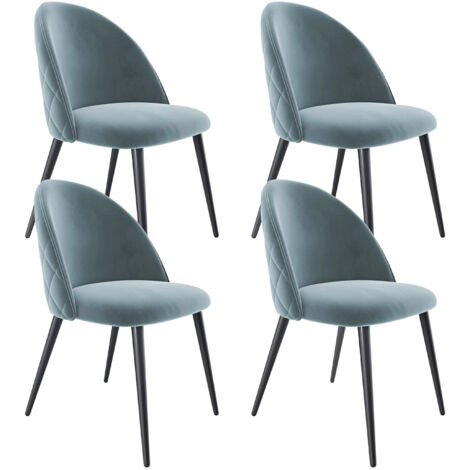 Set di 4 Sedie Imbottite Da Pranzo Ufficio In Velluto Sedia Con Gambe In Metallo Con Schienale Seduta Comoda Per Soggiorno Salotto Camera Design Goodsprings 43 x 47.5 x 80 Cm (Verde)