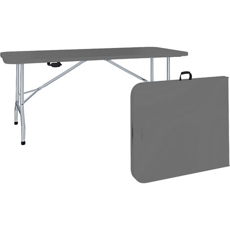 Tavolo Tavolino Pieghevole In Dura Resina Set Birreria Facile Trasporto Con Maniglie Ideale Per Giardino Campeggio Terrazzo Fiere Sagre 180 x 74 x 74 cm Colore Grigio Scuro