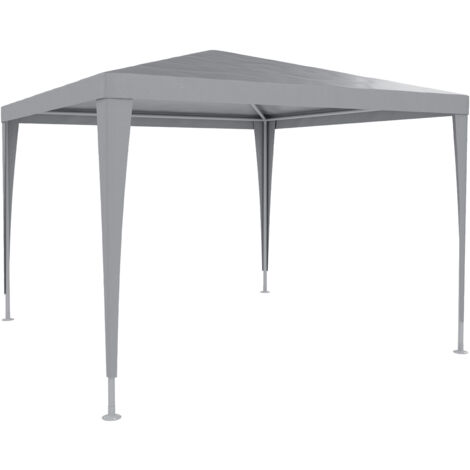 Gazebo 3 x 3 Metri Struttura in Acciaio Copertura In PE 110 gr/m² Impermeabile Idrorepellente Resistente Raggi Solari UV Tenda Ombrellone Per Fiere Pic Nic Campeggio Esterno Giardino Piscina Grigio